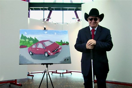 Blind artist's painting of new S60 goes on eBay, proceeds going to a charity based in Canada